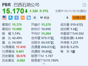 巴西国家石油公司跌超9.1% 公司CEO遭巴西总统卢拉解雇 第2张